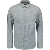 No-excess Overhemd duifblauw / bruin / jade groen