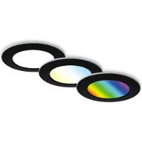 Briloner Di-Ka LED inbouwspot Fungo RGBW, 3-delige set, zwart, Ø 9,2 cm, 4,8 W, dimbaar