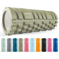 Tunturi Yoga Grid Foam Roller - Massage Roller - Foamroller - Fitness Roller - Legergroen- 33cm - Incl. gratis fitness app