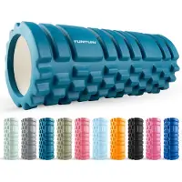 Tunturi Yoga Grid Foam Roller - Massage Roller - Foamroller - Fitness Roller - Petrol Blauw - 33cm - Incl. gratis fitness app