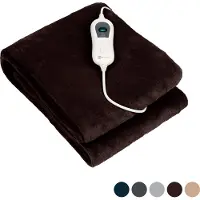 Nuvoo Elektrische bovendeken 180x160 cm xl automatische uitschakeling oververhittingsbescherming 3 standen 120w 2 persoons warmtedeken -