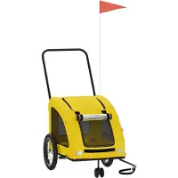 vidaXL Hondenfietstrailer oxford stof en ijzer geel