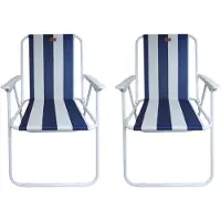 Bora Bora Campingstoel Inklapbaar- 2 Stuks - Klapstoel - Vouwstoel - Strandstoel - Opvouwbaar – Stijlvol – Outdoor Activiteiten – Zitbreedte 43 cm - Wit/Blauw