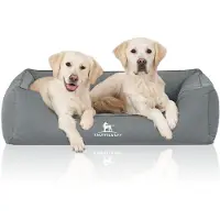Knuffelwuff orthopedisch waterafstotend hondenbed Leon van velours met handgeweven karakter oversized XXXL 155 x 105cm petroleumkleurig