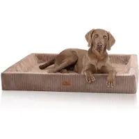 Knuffelwuff orthopedisch hondenbed van ribfluweel met handgeweven uiterlijk Santiago XL 105 x 80 cm bruin