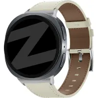 Bandz Lederen band 'Deluxe' - hoogwaardig echt leren bandje met gespsluiting geschikt voor Samsung Galaxy Watch 9 (40/44mm) / Watch 8 (40/44mm) / 8 Classic (46mm) - lichtbeige