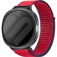 Strap-it Nylon bandje met klittenbandsluiting geschikt voor Samsung Galaxy Watch 9 (40/44mm) / Watch 8 (40/44mm) / 8 Classic (46mm) - rood mix