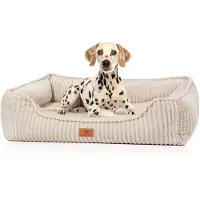 Knuffelwuff orthopedisch hondenbed Sedona van knuffelzachte ribcord XXL Beige