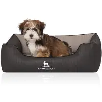 Knuffelwuff orthopedisch hondenbed Outback van laser-gewatteerd kunstleer Zwart/Grijs S 70 x 50cm