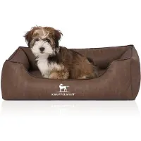 Knuffelwuff orthopedisch Hondenbed Rockland van kunstleer M-L 85 x 63cm bruin