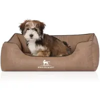 Knuffelwuff orthopedisch hondenbed Tampa van laser-gewatteerd kunstleer Camel S 70 x 50cm