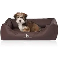 Knuffelwuff orthopedisch hondenbed Madison van laser-gewatteerd kunstleer M-L 85 x 63cm bruin
