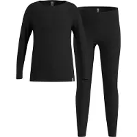 Odlo - Kinder thermokleding - Set Long Merino 200 Kids Black voor Unisex van Wol - Kindermaat 104 cm - Zwart
