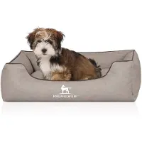 Knuffelwuff Hondenbed Scottsdale van kunstleer M-L 85 x 63cm lichtgrijs