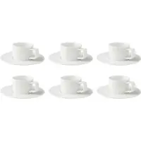 Palmer - White Delight - Espresso kop en schotel - 6 stuks - 7 cl - Wit - Porselein - Koffiekopjes