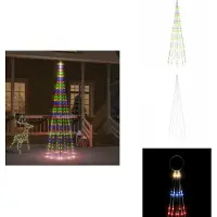 vidaXL Kerstboom - Kerstbomen - Vlaggenmast Kerstboom - Verlichte Kerstboom - -Vlaggenmast-kerstboom-310-LED's-meerkleurig-300-cm
