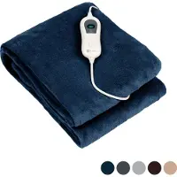 Nuvoo Elektrische Warmtedeken - Fleece - 180x160 cm- XXL - Automatische Uitschakeling - Oververhittingsbescherming - 3 Standen - 120W - 2 Persoons - Bovendeken - Blauw