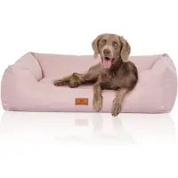 Knuffelwuff Hondenbed Emma van velours met handgeweven karakter in pastelkleuren XXL 120 x 85cm roze