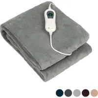 Nuvoo Elektrische bovendeken 180x160 cm xl automatische uitschakeling oververhittingsbescherming 3 standen 120w 2 persoons warmtedeken licht