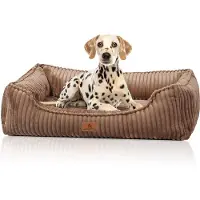 Knuffelwuff orthopedisch hondenbed Sedona van knuffelzachte ribcord M-L Bruin