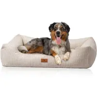 Knuffelwuff hondenbed van ribfluweel met handgeweven uiterlijk Olivia XL 105 x 75cm