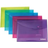Rapesco Documentmap A4 Drukknop PP (Polypropeen) 24,3 (B) x 0,2 (D) x 35,4 (H) cm Kleurenassortiment 5 Stuks