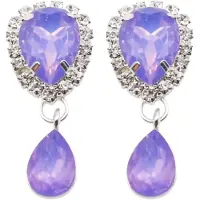 Charme Bijoux Clip Oorbellen-paars-Strass-Kunststof-geen gaatje-