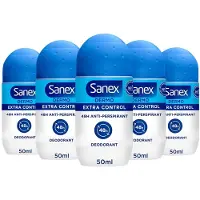 Sanex Deo Roller Dermo Extra Control - 5 x 50 ml - Anti Irritatie - 72H Formule - Anti Perspirant