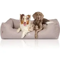 Knuffelwuff orthopedisch hondenbed Luisa van velours met fijn handgeweven karakter Sunshine Edition XL 105 x 75cm beige