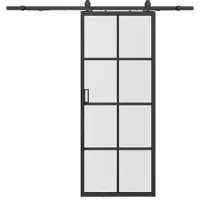 Vente-unique Schuifdeur in aluminium en gehard glas met wandbevestiging - H205 x L63 cm - WILDEN II