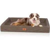 Knuffelwuff orthopedisch hondenbed Austin van kunstleer M-L 85 x 65 cm bruin