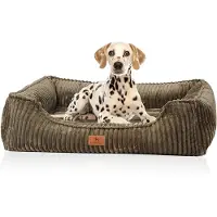 Knuffelwuff orthopedisch hondenbed Sedona van knuffelzachte ribcord M-L Khaki