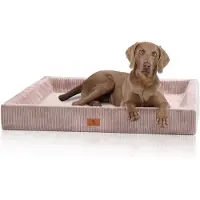 Knuffelwuff orthopedisch hondenbed van ribfluweel met handgeweven uiterlijk Santiago XXL 120 x 100 cm roze