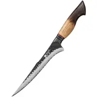 Xinzuo Fileermes Damascus – X06 Mo Series – 19 cm – Gebrand Eiken Handvat – Professioneel Keukenmes