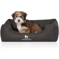 Knuffelwuff orthopedisch hondenbed Tampa van met laser gestikt kunstleer M-L 85 x 63 cm zwart