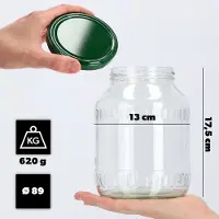 Kadax Pot Glazen Pot 1,7L Voor Conserven Komkommers Honing + Deksels Fi89 12 st