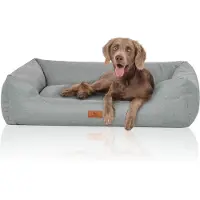 Knuffelwuff Hondenbed Emma van velours met handgeweven karakter in pastelkleuren XL 105 x 75cm petroleumkleurig