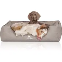 Knuffelwuff Hondenbed Scottsdale van kunstleer oversized XXXL 155 x 105cm lichtgrijs
