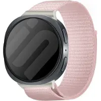 Strap-it Nylon bandje met klittenbandsluiting geschikt voor Samsung Galaxy Watch 9 (40/44mm) / Watch 8 (40/44mm) / 8 Classic (46mm) - lichtroze
