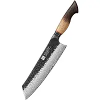 Xinzuo Koksmes Bunka Damascus – X06 Mo Series – 21 cm – Gebrand Eiken Handvat – Professioneel Keukenmes