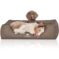 Knuffelwuff Hondenbed Scottsdale van kunstleer XL 105 x 75cm steenkleurig