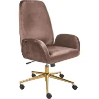 Beliani CLARE - Bureaustoel - Bruin - Fluweel