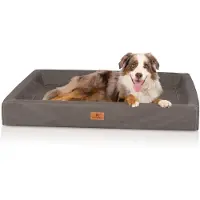 Knuffelwuff orthopedisch hondenbed Austin van kunstleer M-L 85 x 65 cm bruingrijs