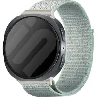 Strap-it Nylon bandje met klittenbandsluiting geschikt voor Samsung Galaxy Watch 9 (40/44mm) / Watch 8 (40/44mm) / 8 Classic (46mm) - licht cyaan