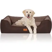 Knuffelwuff Hondenbed Luke van velours met fijn handgeweven karakter XL 105 x 75cm bruin-aardappelkleurig