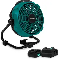 Vonroc Ventilator 20V - voor draadloos en bedraad gebruik - Incl. netstroom adapter - Incl. 2x 20V – 2.0Ah accu en snellader
