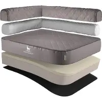 Knuffelwuff orthopedisch hoekhondenbed Winslow van laser-gewatteerd kunstleer XXXL 140 x 100cm Leuning links