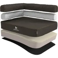 Knuffelwuff orthopedisch hoekhondenbed Marlie van velours met handgeweven karakter XL 100 x 70cm leuning links zwart