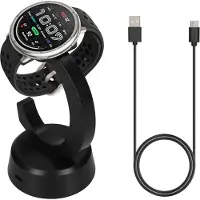 Kwmobile sporthorloge laadstation geschikt voor Amazfit Bip 6 / Amazfit Active 2 (A2437) / Active 2 Square (A2434) oplader - Smartwatch lader en houder - Met magneet en 100 cm kabel in zwart