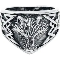 EtNox Ring - Wolf's Head - voor Mannen - zilverkleurig - Maat XL